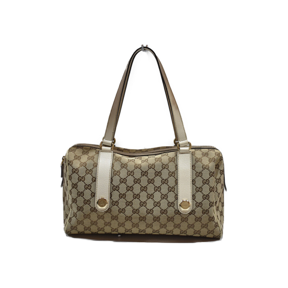 Gucci Canvas GG Boston Beige Handbag Bag Tan - Picture 2 of 7